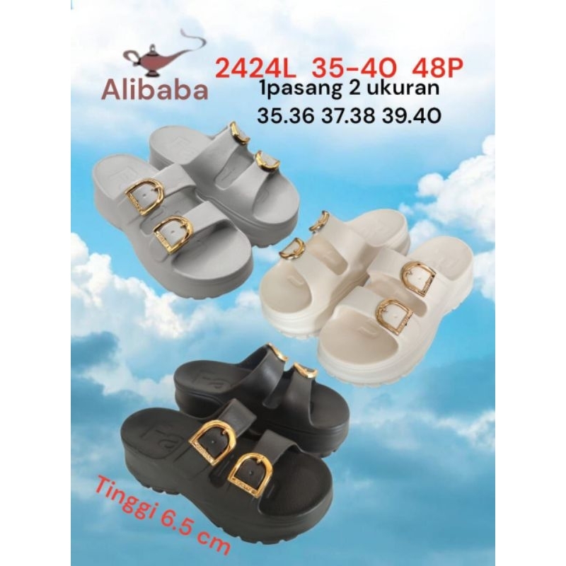 Alibaba Sandal Hitam Tinggi 6.5 cm