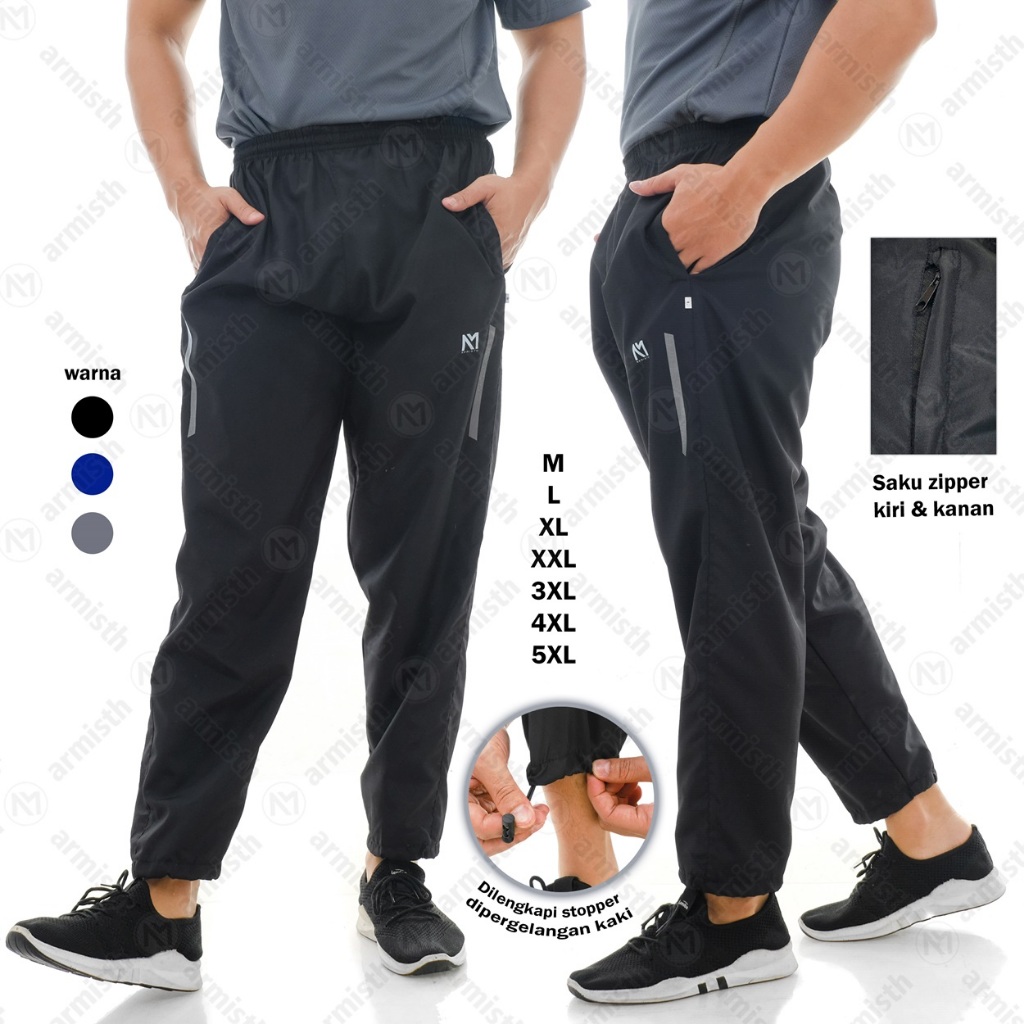 Armisth - Celana Training Parasut Olahraga Pria Running Pants Celana Jogger Mendaki Lari