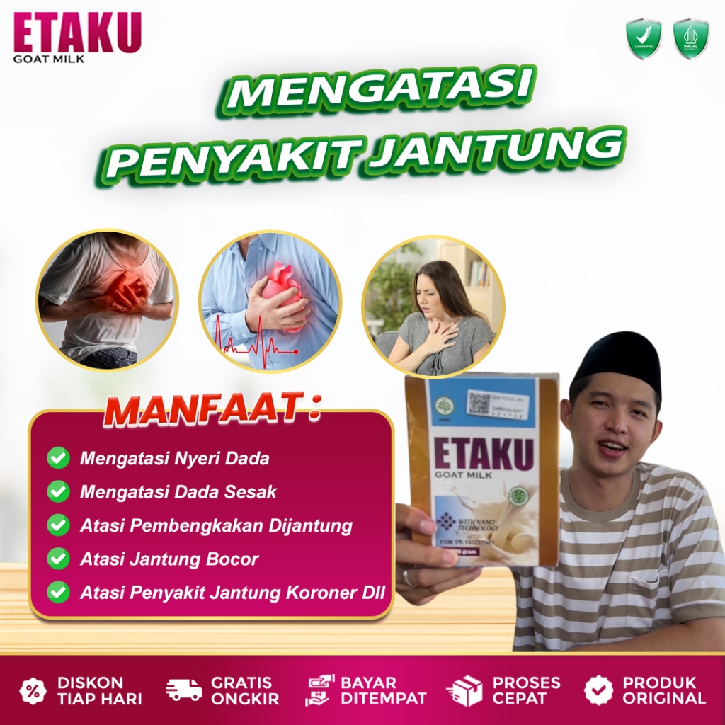 

Susu Kambing Etaku Bubuk Untuk Mencegah Penyakit Jantung Obat Sesak Nafas Dll Herbal Goat Milk 100% Original BPOM Ekstrak Susu Etawa Asli