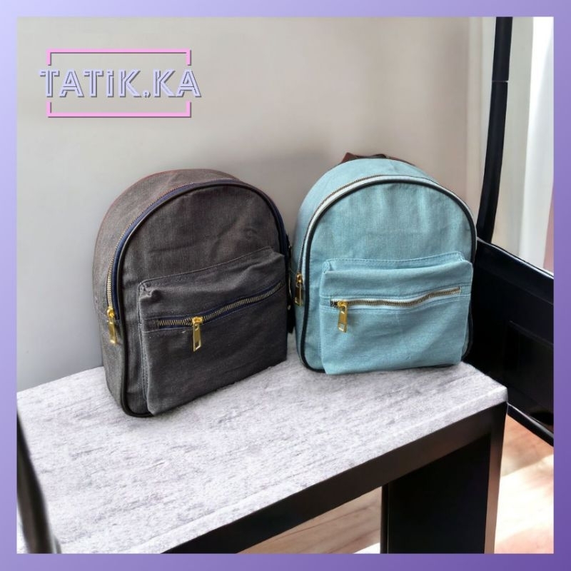 TATIK.KA - LIONA - Tas mini backpack, tas wanita jeans, Tas ransel wanita multifungsi, Tas jeans den
