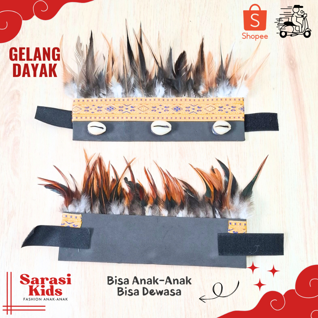 Aksesoris bulu dayak  gelang bulu dayak tangan dan kaki bulu adat dayak bulu ayam tangan dan kaki ad