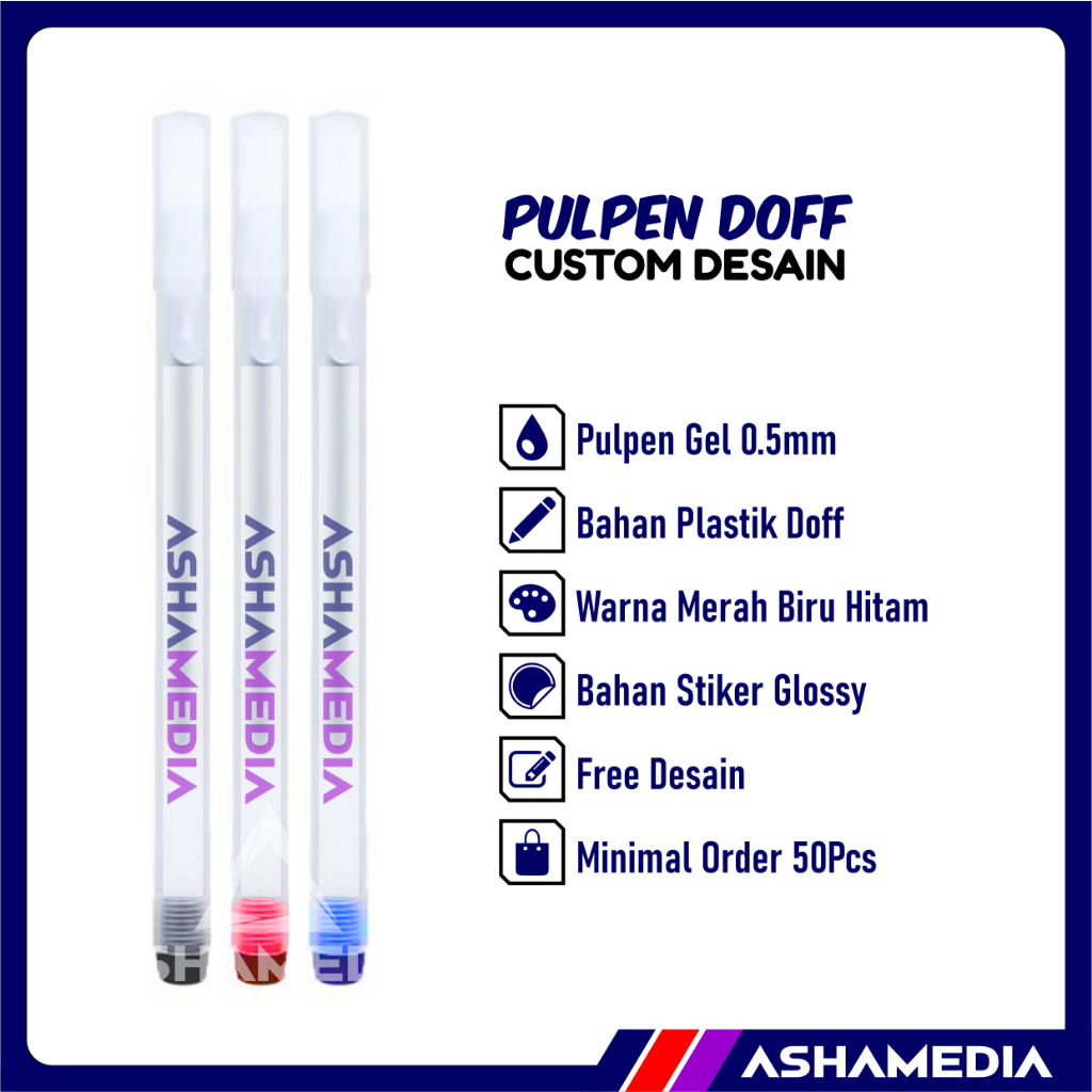 

Pulpen Doff Matte Promosi Souvenir | Bolpoin Custom Logo Tulisan | Ballpoint Bolpoin Custom Logo Tulisan| Cetak Ballpoint | Pena Lucu Pernikahan Warna Warni | Asha Media