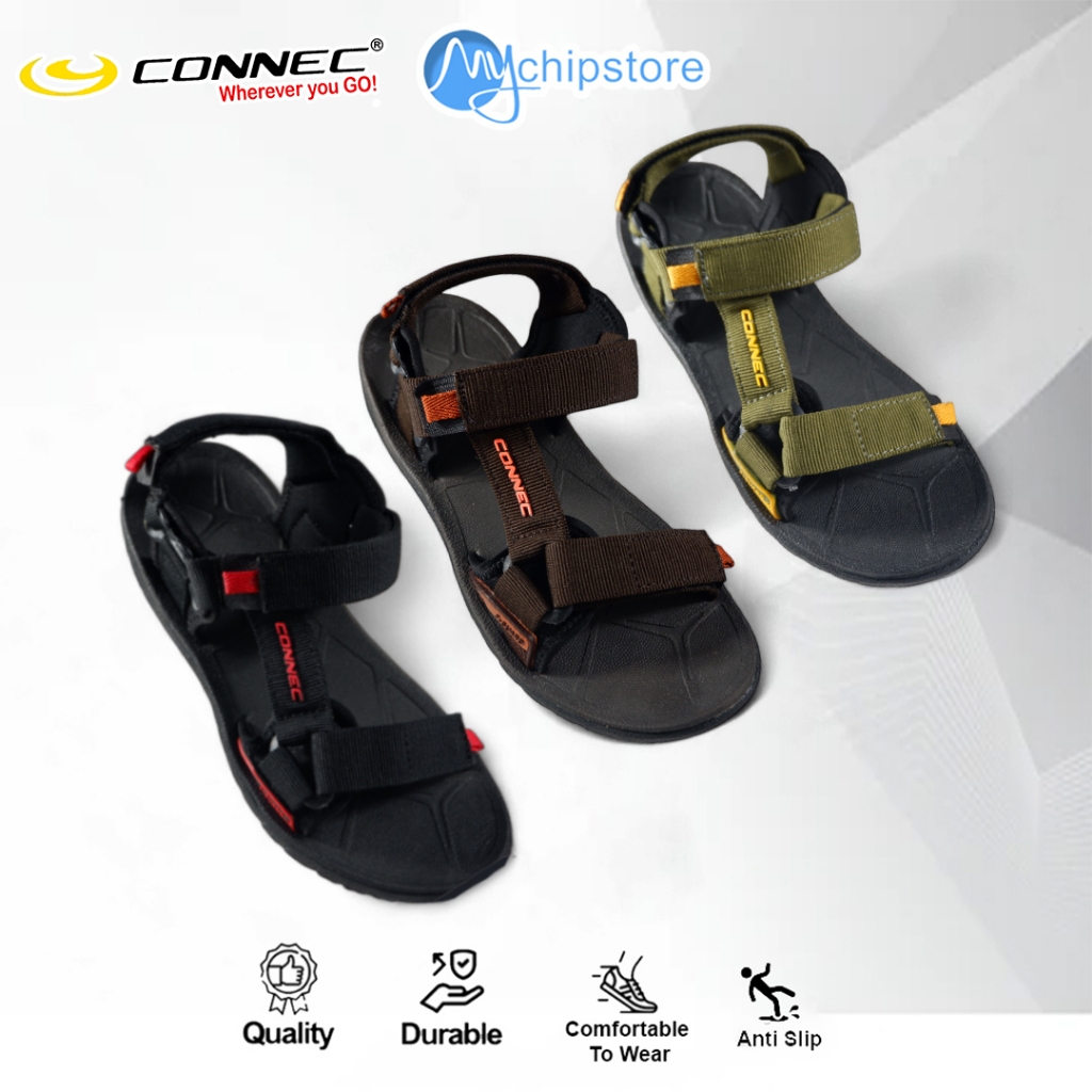 CONNEC MORGAN Sandal Gunung Karet Velcro Casual Pria Dewasa Kekinian Original