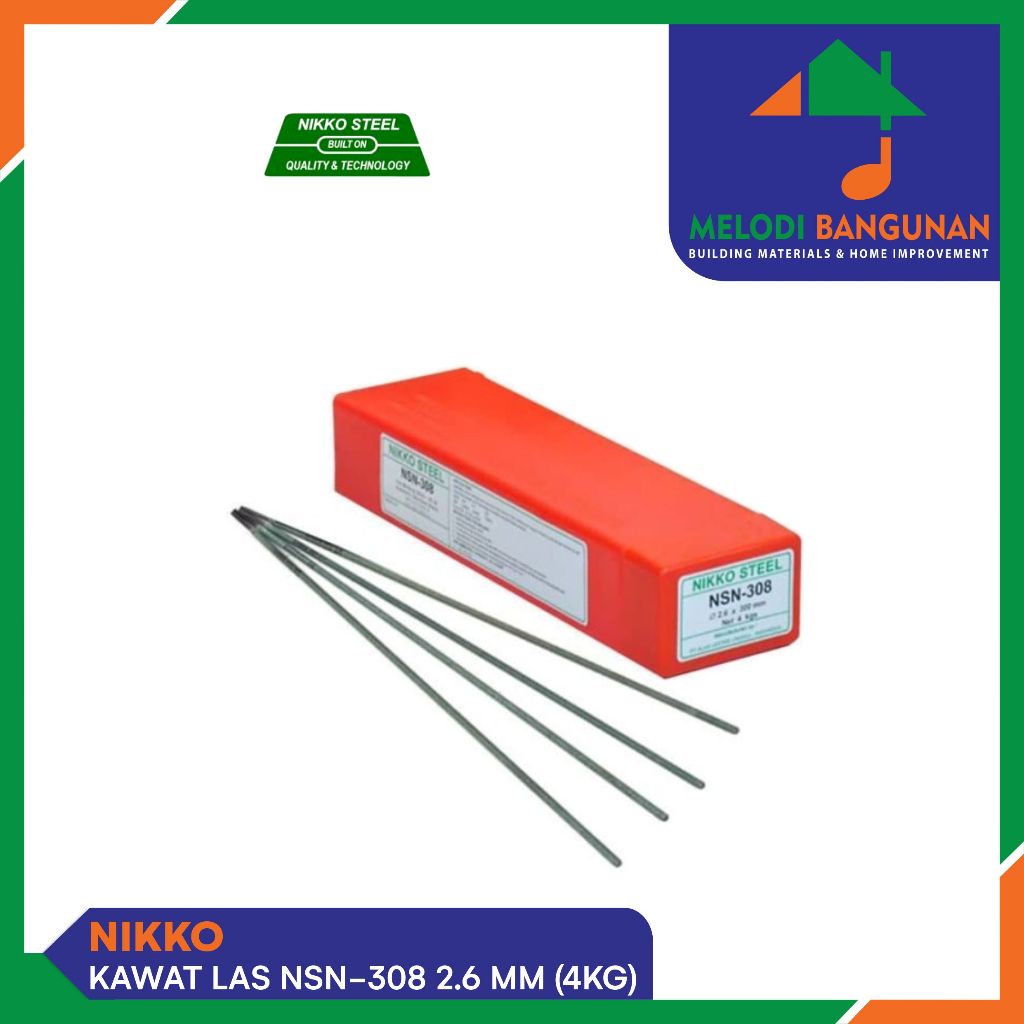 Nikko Steel - Kawat Las Listrik + Welding Electrodes Nsn 308 Nsn308 2.6 Mm