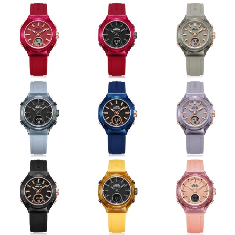 Expedition 6831 Jam Tangan Wanita analog Digital 2 time Strap rubber original