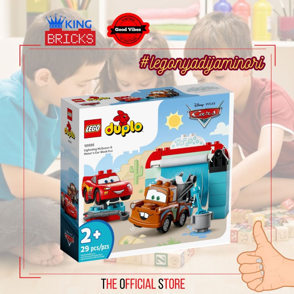 LEGO Original DUPLO 10996 Lightning McQueen And Mater Car Wash Fun - Mainan Anak Edukasi Film Disney