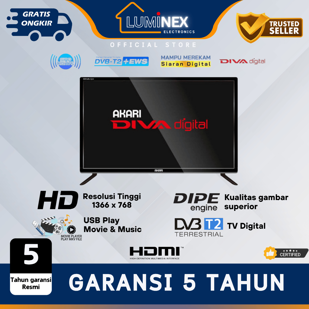 LED Digital Akari 24 in TV LE24D53