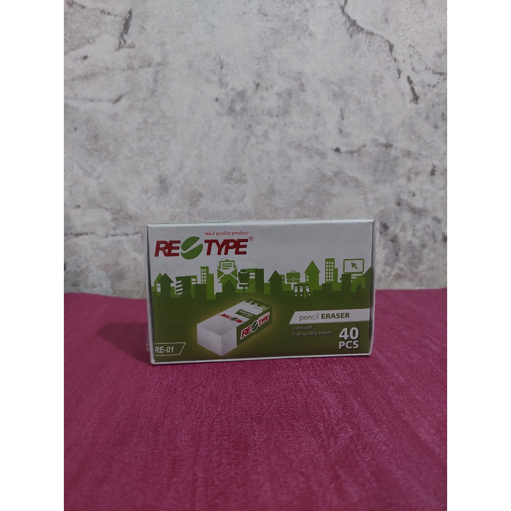 

RE-TYPE Pencil Eraser Extra Soft 40 PCs Putih