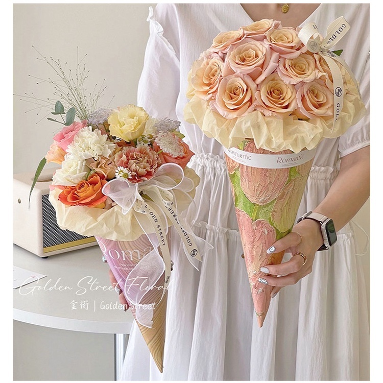 

(10 lembar) Termurah KERTAS BUNGA BUKET CONE , ICE CREAM FLOWER CONE PAPER