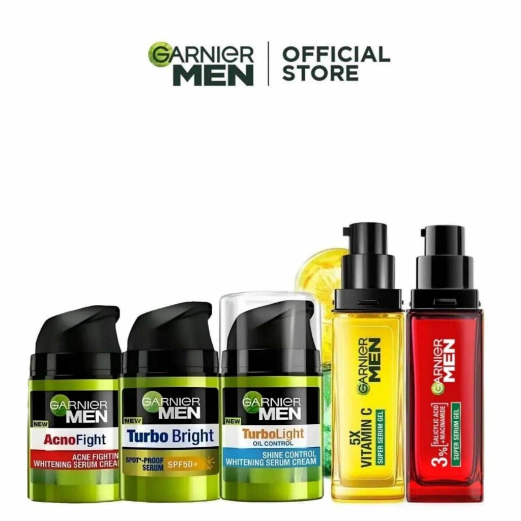 GARNIER Men Acno Fight Acne Fighting & Turbo Bright Spot Proof Serum | Serum Wajah Pria)