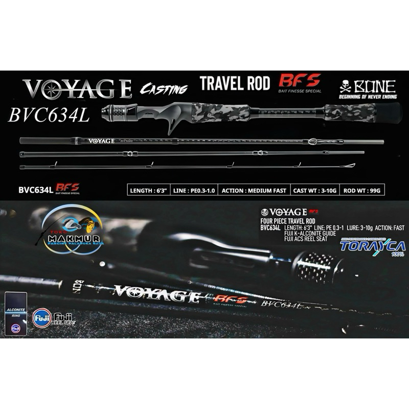 Joran Type BC Bone Voyage BFS BVC634L | Travel Rod | Berat Rod hanya 99 Gram