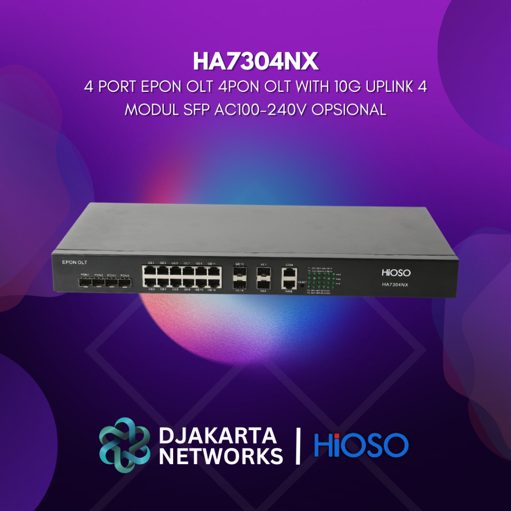 HA7304NX HIOSO 1U RACK TYPE 4 PON PORTS 10G UPLINK OLT EPON GPON