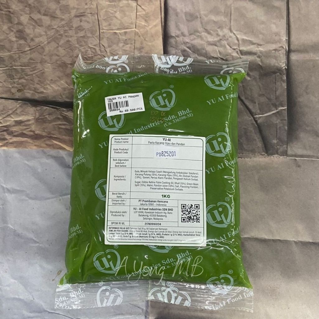 

YU AI PANDAN PASTE 1KG / TAUSA PANDAN DAN KACANG HIJAU 1KG / ISIAN ROTI FILLING BAKPAO