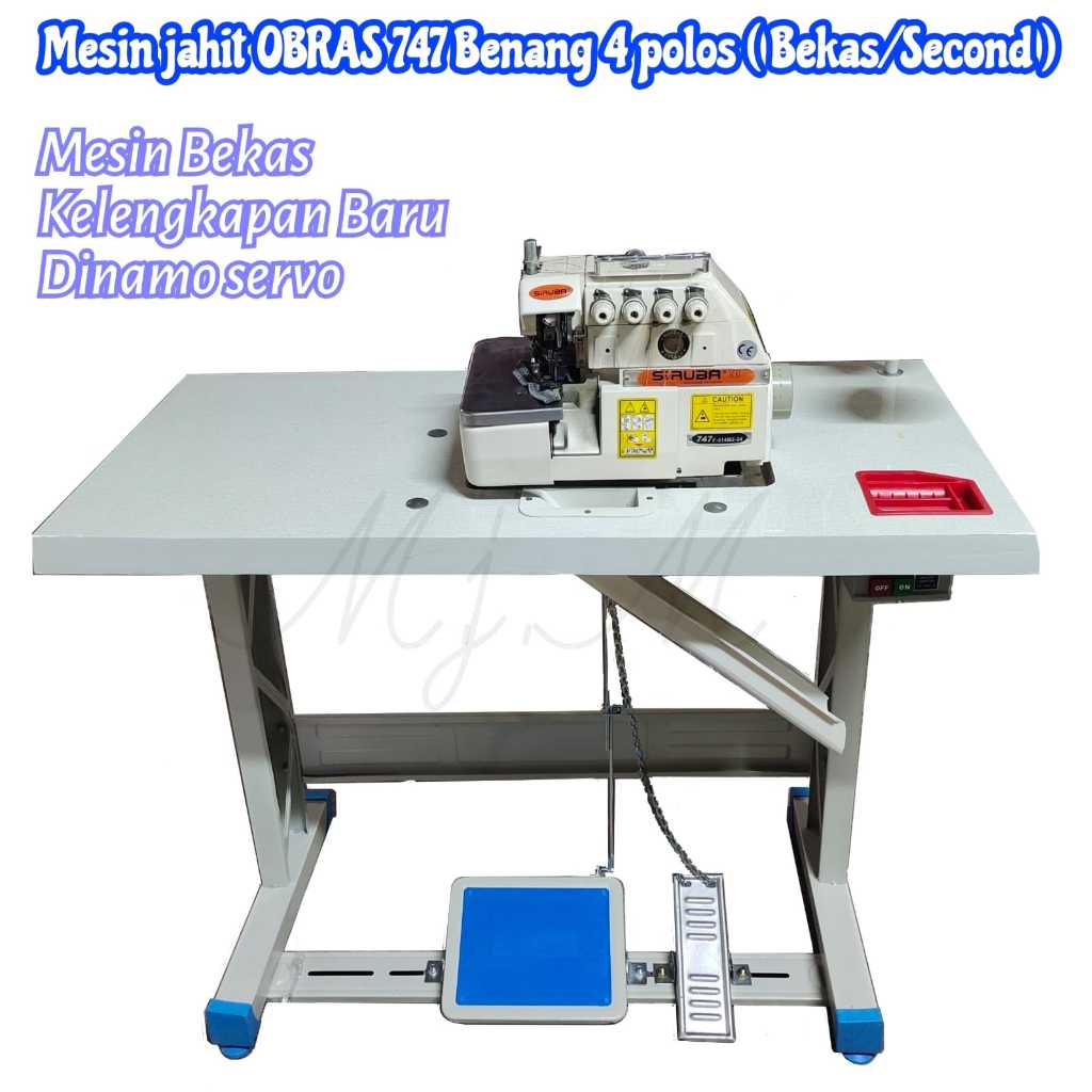 MESIN OBRAS SIRUBA 747 benang 4 (POLOS) SECOND/BEKAS 747f dinamo servo baru