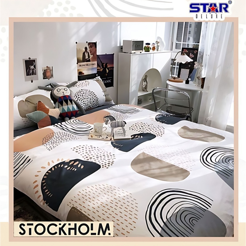 STAR Stockholm Sprei Anti Geser Katun Lokal Motif Dewasa Cowok Abstrak