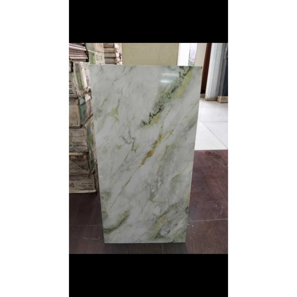 KERAMIK DINDING MOTIF MARMER GLOSY MINIMALIS | UNO CONSTANTIN GREEN 30X60