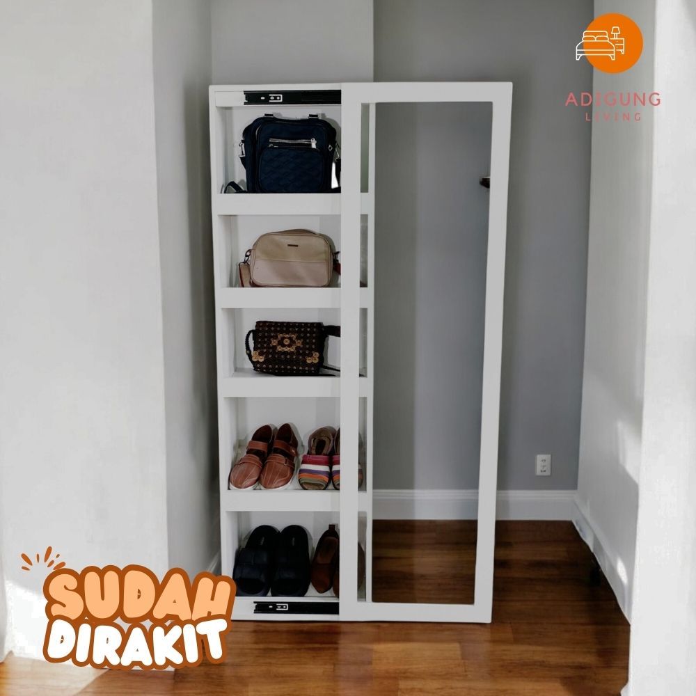 Cermin Lemari Tas & Sepatu Kaca Berdiri Dengan Lampu LED-Standing Mirror tas dan Sepatu-TALIA - A11