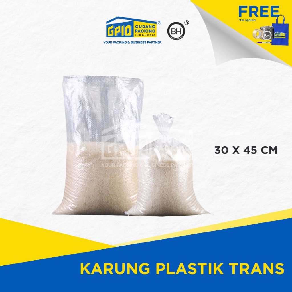 Karung Plastik Transparan ukuran Beras 5Kg 30x45 (ISI 100 LBR)