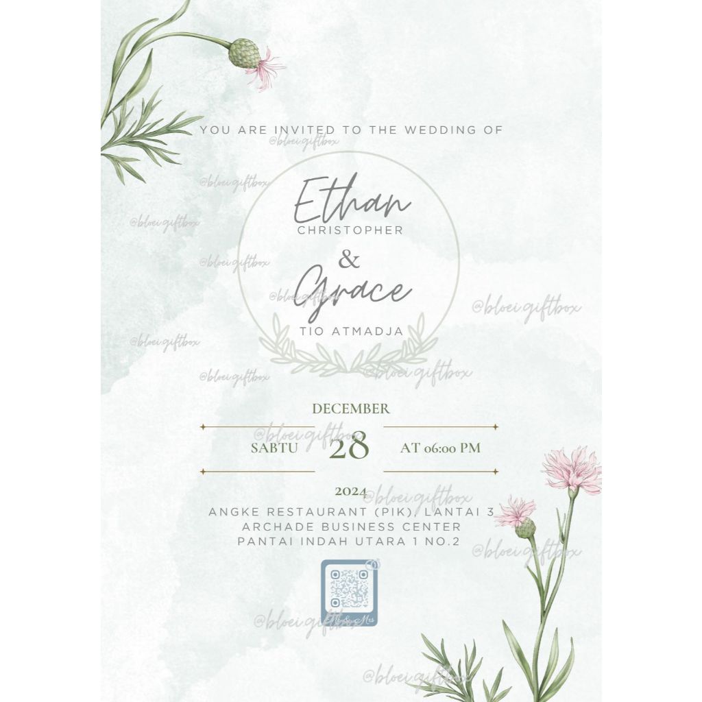 Undangan Pernikahan Digital (JPEG/PNG) | Sangjit / Wedding / Pemberkatan + QR Code Lokasi