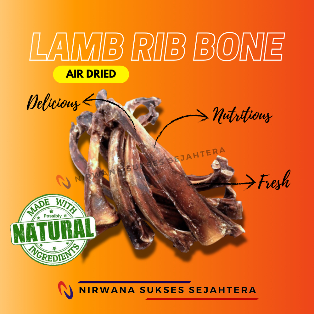 

TULANG RUSUK DOMBA KERING / DEHYDRATED, AIR DRIED LAMB RIB BONE. CHEWS, TREATS, DENTAL CARE, SNACK FROM 100% NATURAL INGRADIENT NO ADDITIVE FOR DOG