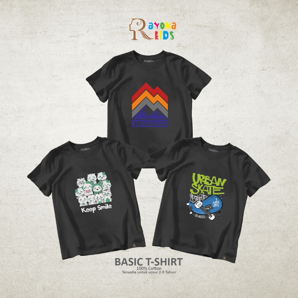 Kaos Anak Laki Laki - Baju Kaos Anak Laki Laki Unisex Umur 2-9 Tahun Keren Lucu Rayona