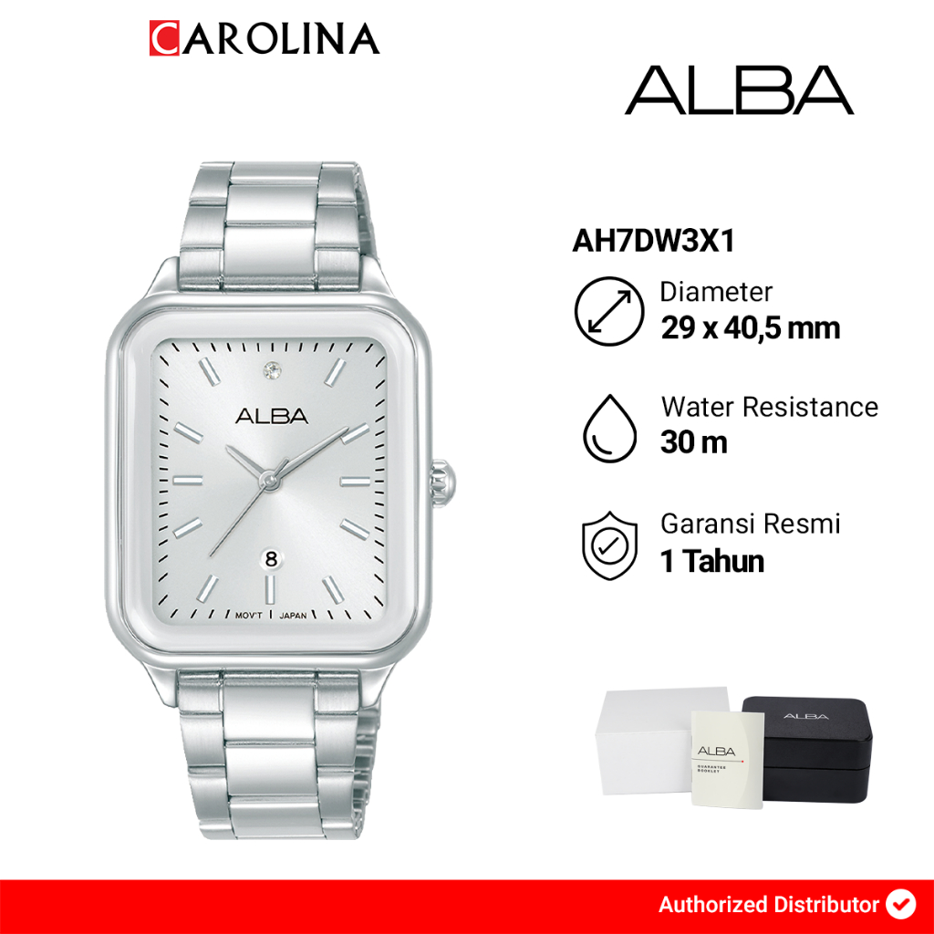 Jam Tangan Wanita Alba AH7DW3X1 Silver Dial Stainless Steel Strap