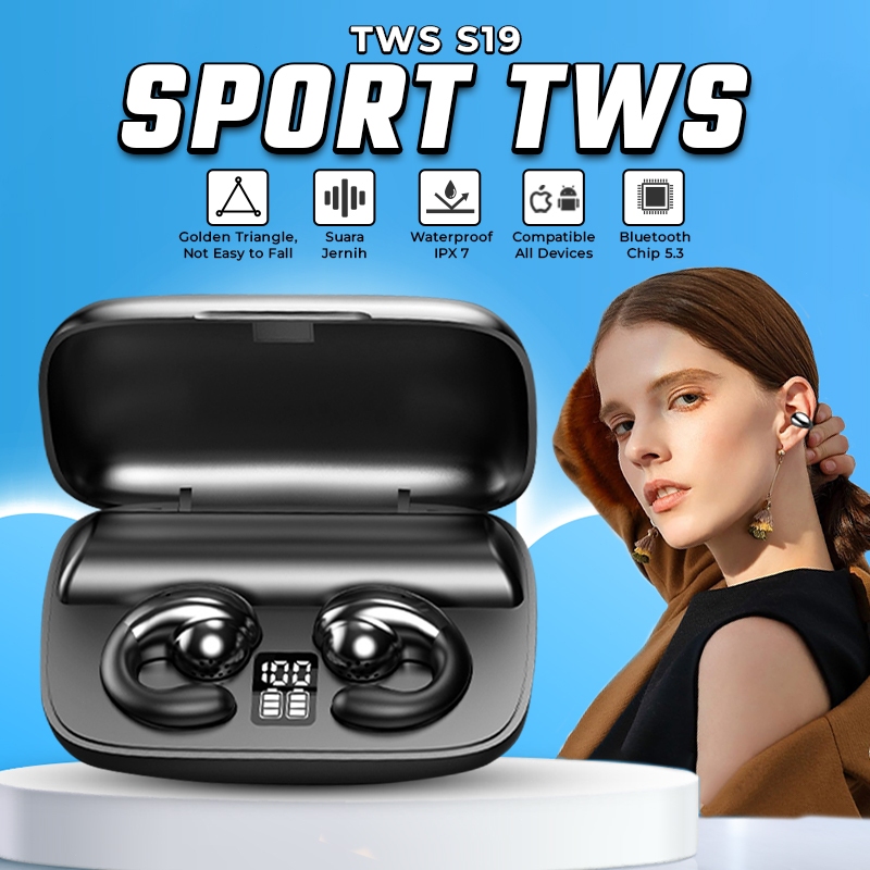 VICLOOK Headset Bluetooth TWS S19 Sport Open Ear Waterproof Suara Jernih Nyaman Dipakai