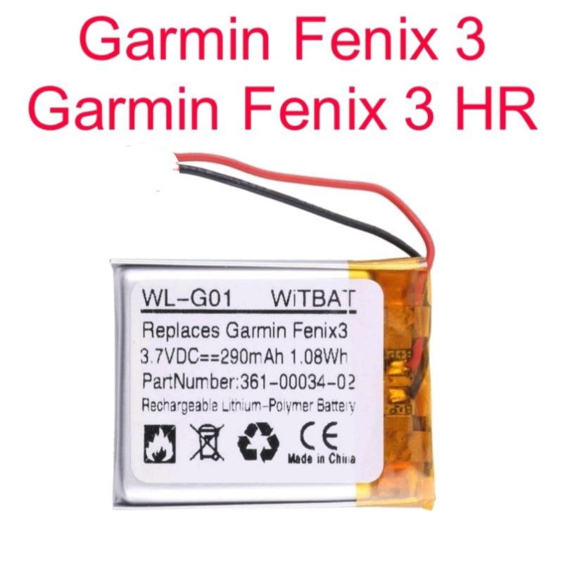 Baterai Garmin Fenix 3 / Garmin Fenix 3 HR / 361-00034-02 / 290mAh