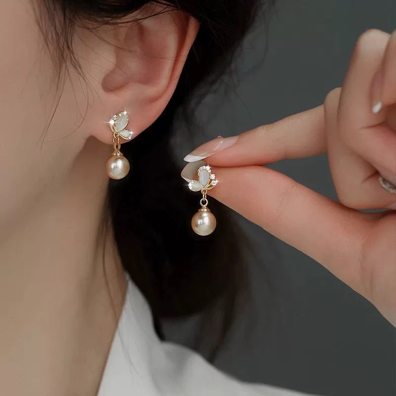 Anting Titanium Wanita Anting Gantung Anting Bunga Anting Mutiara