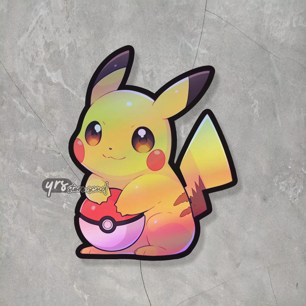 

Pokémon Pikachu Stiker Karakter Hologram Ukuran +- 7 x 5,5 cm sticker waterproof murah