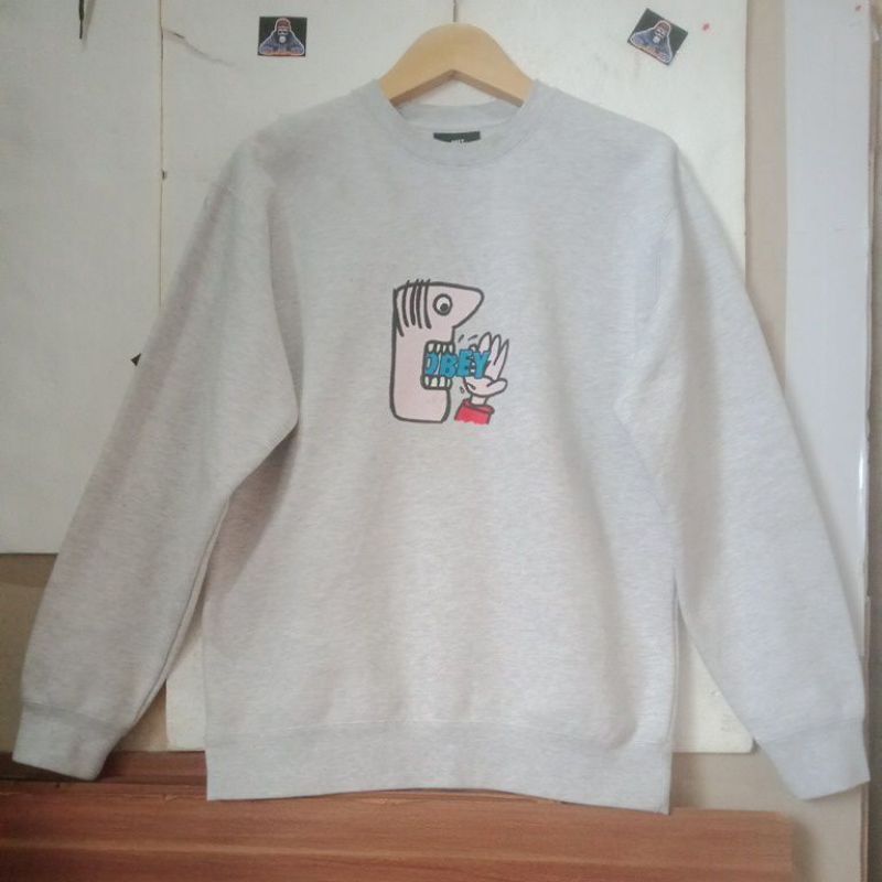 OBEY CN grey [art still hungry] size S fit L SECOND ORIGINAL