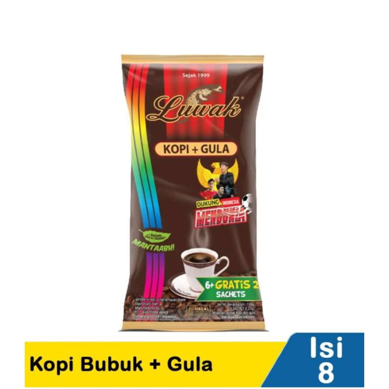 

Kopi Hitam Luwak Kopi dan Gula isi 8 sachet Kopi Luwak Renceng Hitam + Gula