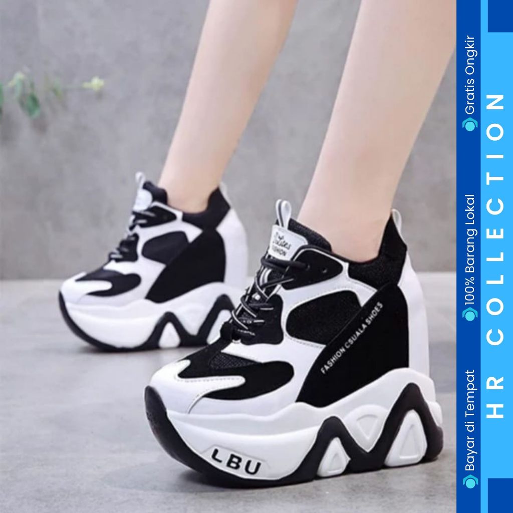 HR COLL - SEPATU SNEAKERS BOOTS FASHION WANITA HAK DALAM 7 CM TEMALI CASUAL AS 145