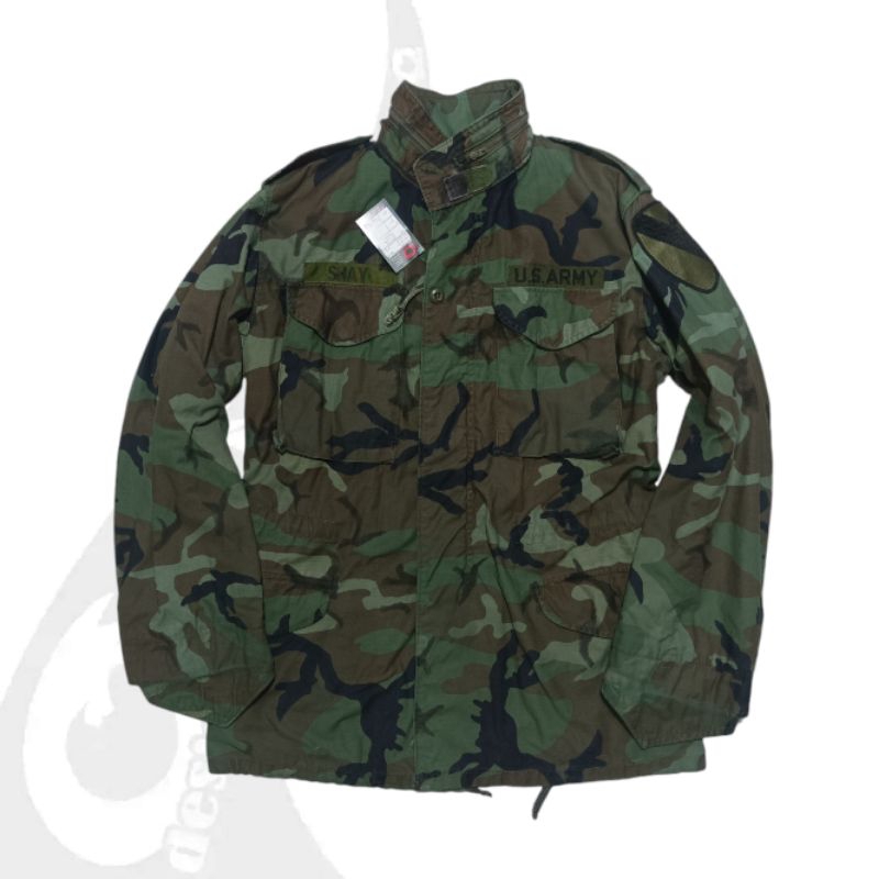 vintage 80s jaket parka m65 woodland