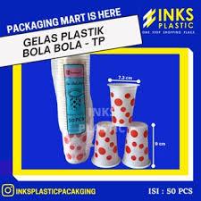 gelas Cup Bola Bola Merah Polkadot Gelas Plastik Putih Susu Bola Merah 220ml