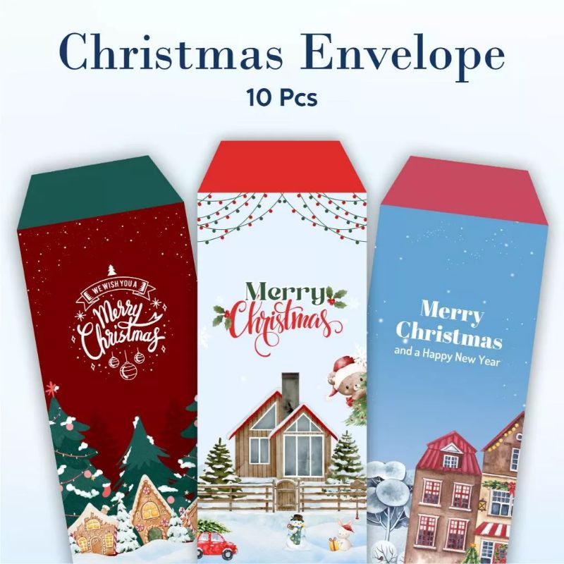 TERLARIS (1 PACK ISI 12 PCS) Amplop Natal Varian Santa Claus / Amplop Natal Aesthetic / Angpao Natal