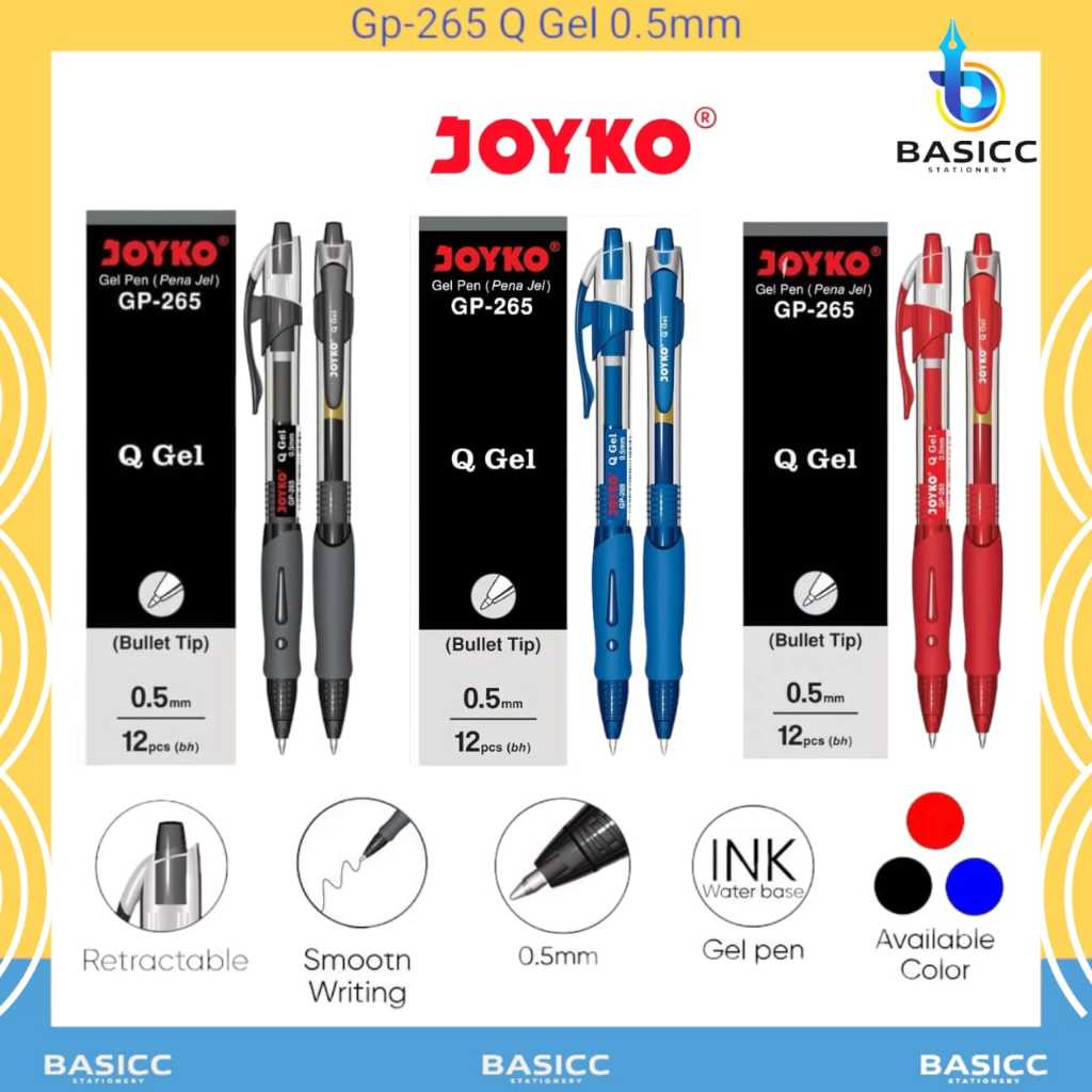 

Joyko Gel Pen Pulpen Gel Cetek 0.5mm GP 265Q | @1Ktk=12 Pcs