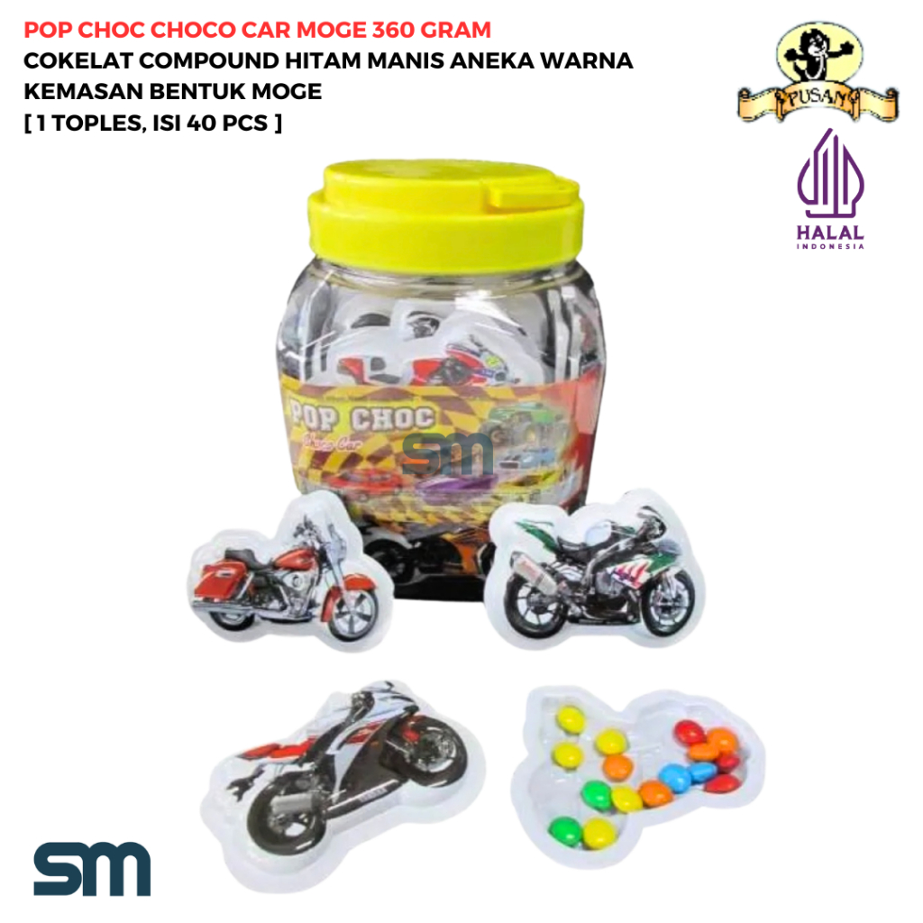 

PUSAN POP CHOC COKELAT CHOCO CAR MOGE 360 GRAM [1 TOPLES, ISI 40 PCS]