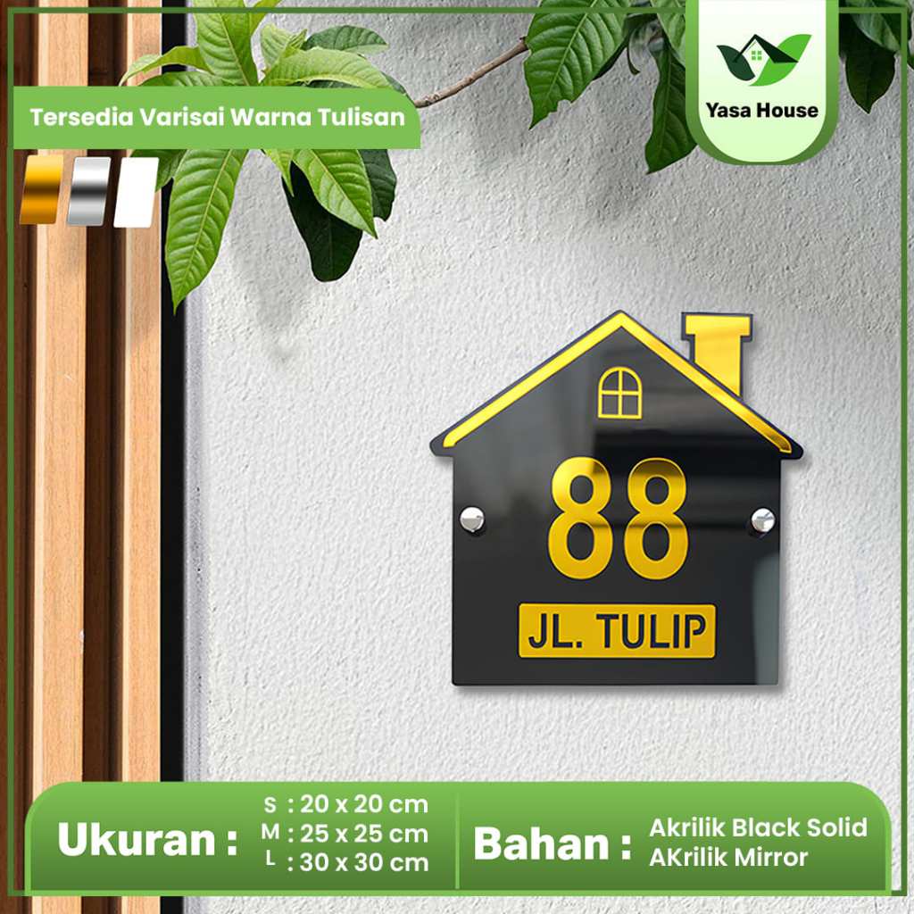 Plat Rumah Model Rumah Kotak / Plat Nomor Rumah Akrilik /Papan Nomor Rumah Akrilik