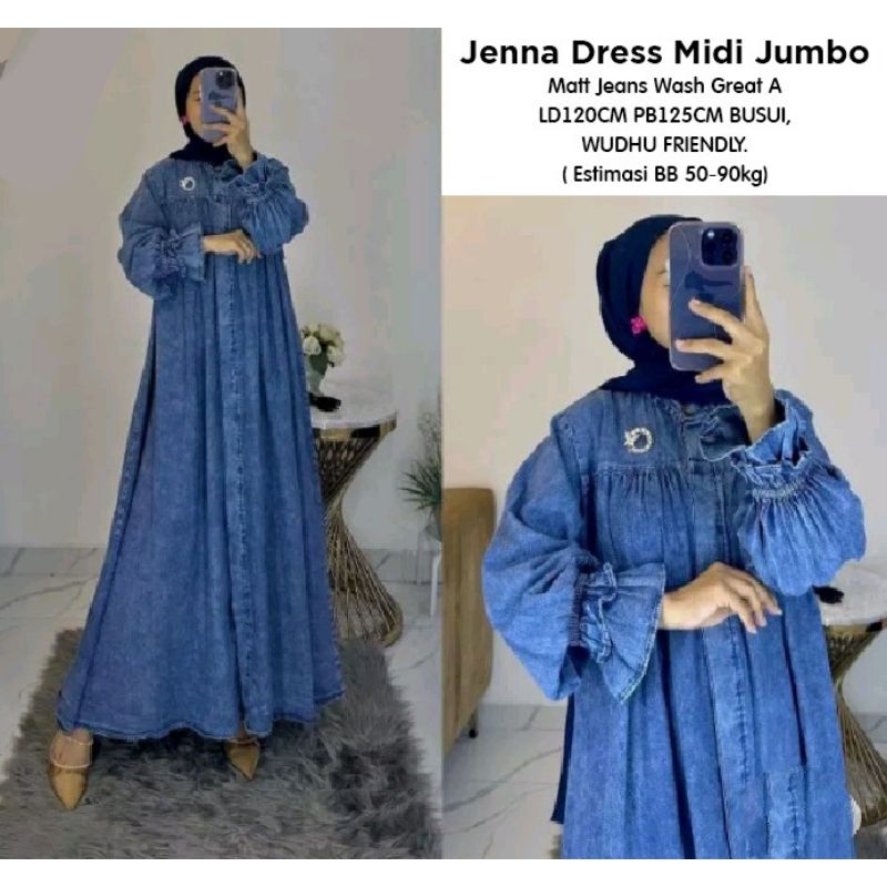 Midi Dress/Busana muslim wanita/midi jeans/gamis terkini/fashion muslim wanita