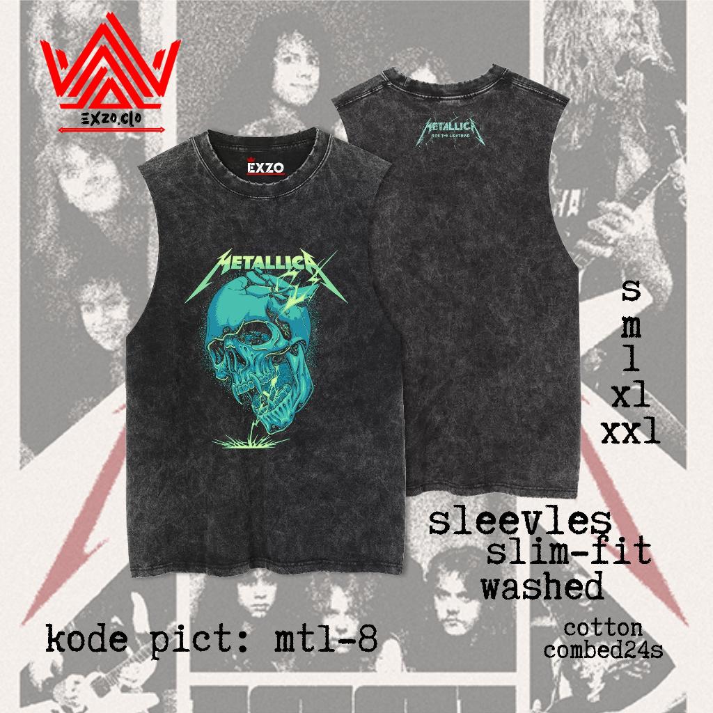 EXZO singlet METALLICA SLEEVLES cotton combed24s BAJU SINGLET LEKBONG WASHED T-SHIRT