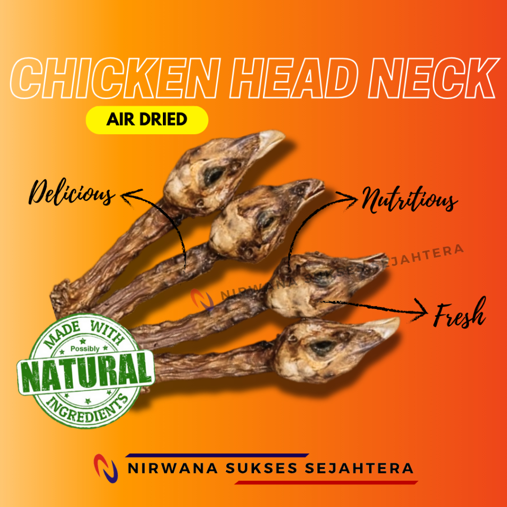

KEPALA LEHER AYAM KERING / DEHYDRATED, AIR DRIED HEAD NECK. CHEWS, TREATS, DENTAL CARE, SNACK FROM 100% NATURAL INGRADIENT NO ADDITIVE FOR DOG