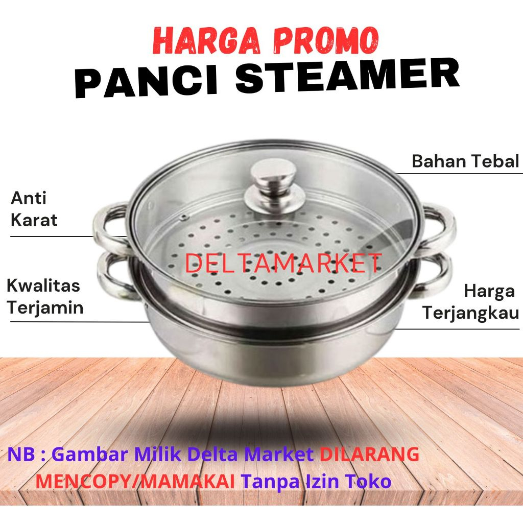 panci kukus 2 susun panci steamer susun panci kukus susun tutup kaca dandang steamer 2 susun 28cm