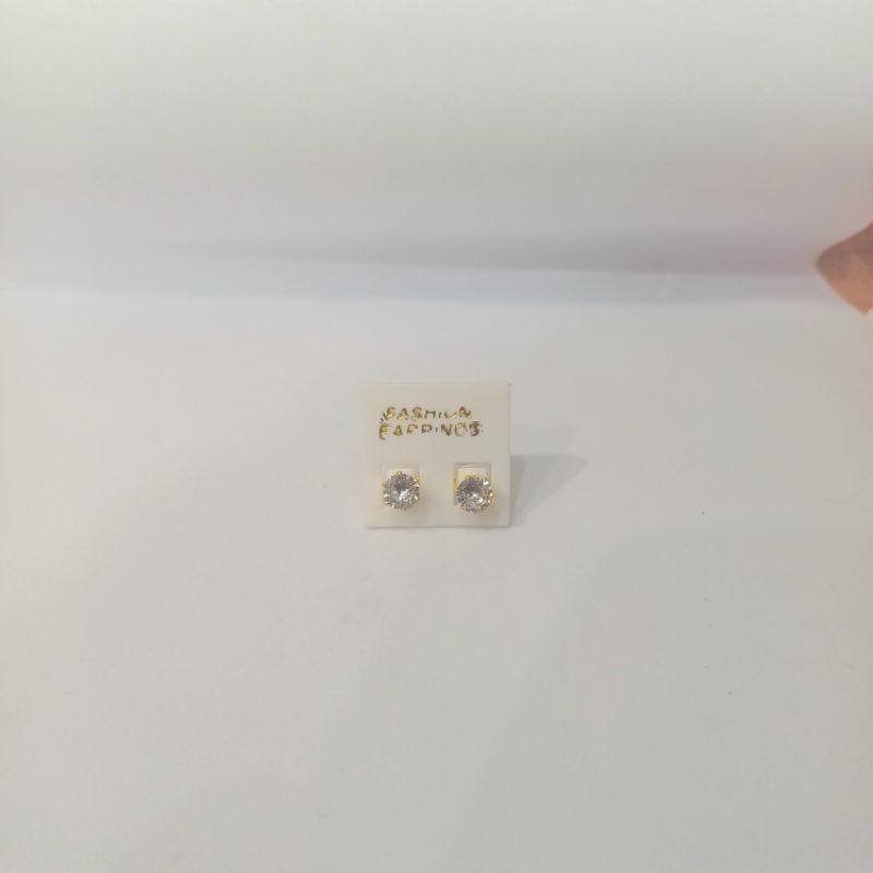 anting tusuk xuping mata putih - anting tusuk gold