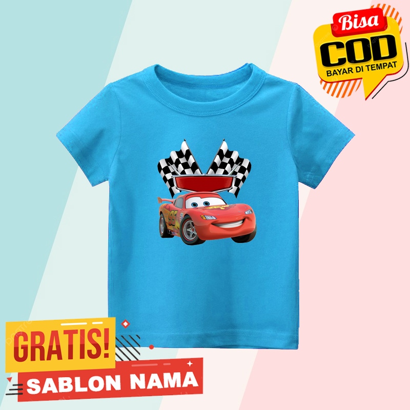 Baju Kaos Anak Motif Lightning McQueen Cars - Baju Zipper Anak Laki Laki - Perempuan