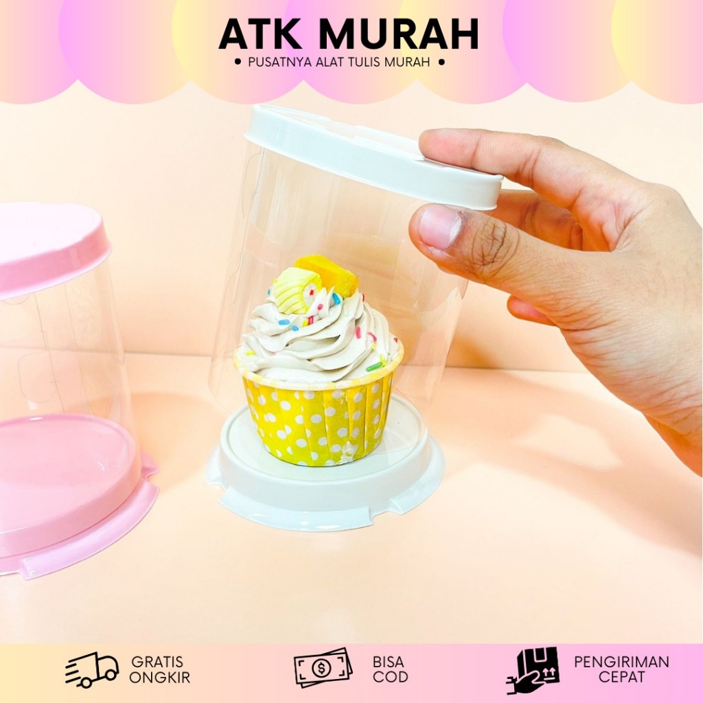 BOX CUPCAKE SATUAN PINK PUTIH | PACKING CUPCAKE SATUAN | BOX MIKA CUPCAKE | TEMPAT CUPCAKE | BOX KUE
