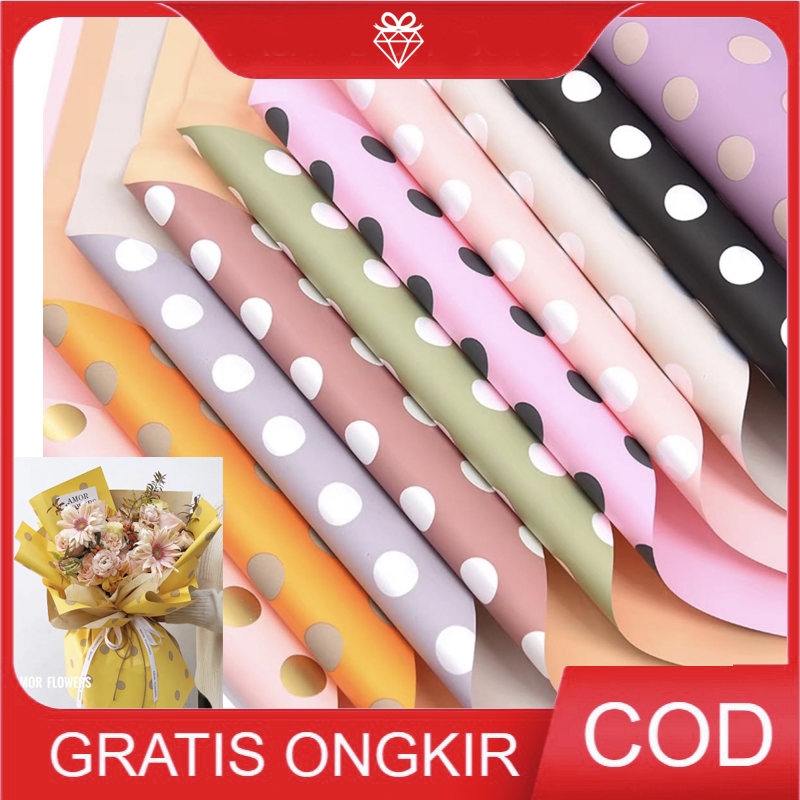 

1LEMBAR Wrapping Polkadot Flower Paper - Cellophane Buket Bunga W048