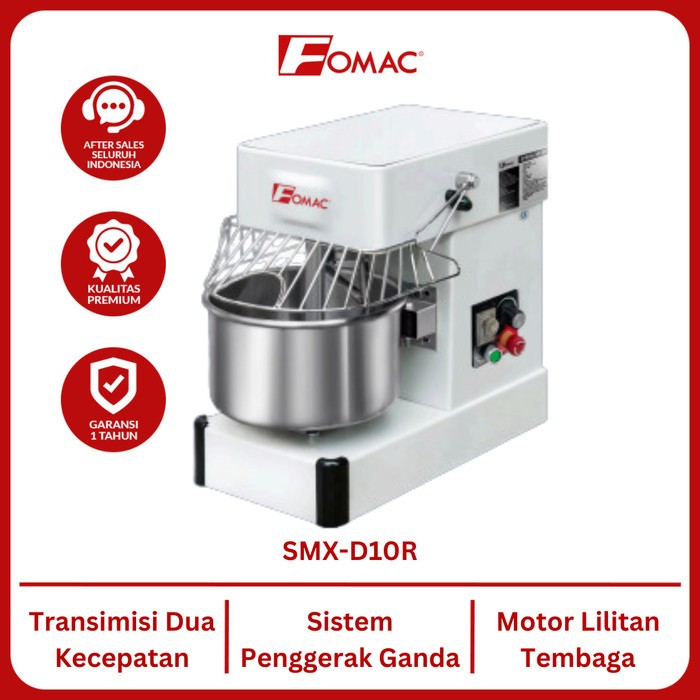 Mixer Spiral Kapasitas 6 kg FOMAC SMX-D10R Mesin Pengaduk Adonan Roti