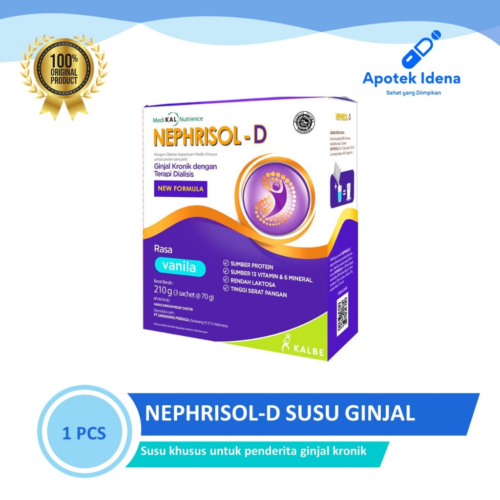 

NEPHRISOL-D VANILLA & CAPPUCINO 210 GRAM- Nutrisi Khusus Pasien Ginjal Kronik HD/CAPD/Susu Pasien Ginjal Dialisis