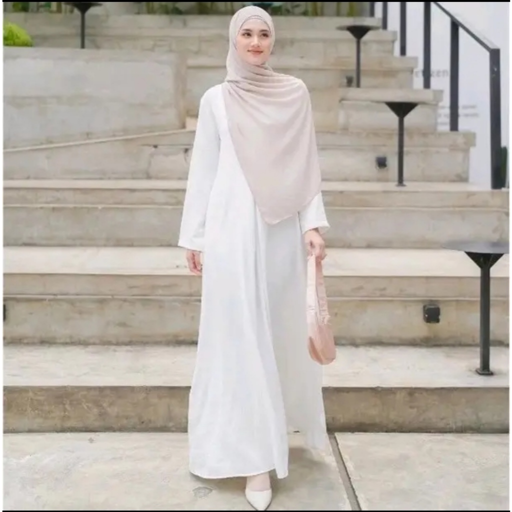 Outfit - Gamis Gamis Putih Modern 2026 Gamis White/ Gamis Putih/ Gamis Umroh / Gamis Hitam Polos Wan